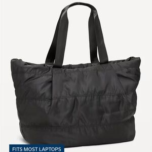 Black Quilted Puff Tote Bag